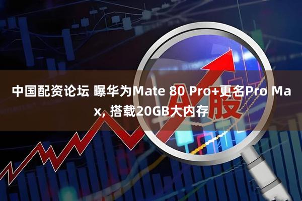 中国配资论坛 曝华为Mate 80 Pro+更名Pro Max, 搭载20GB大内存